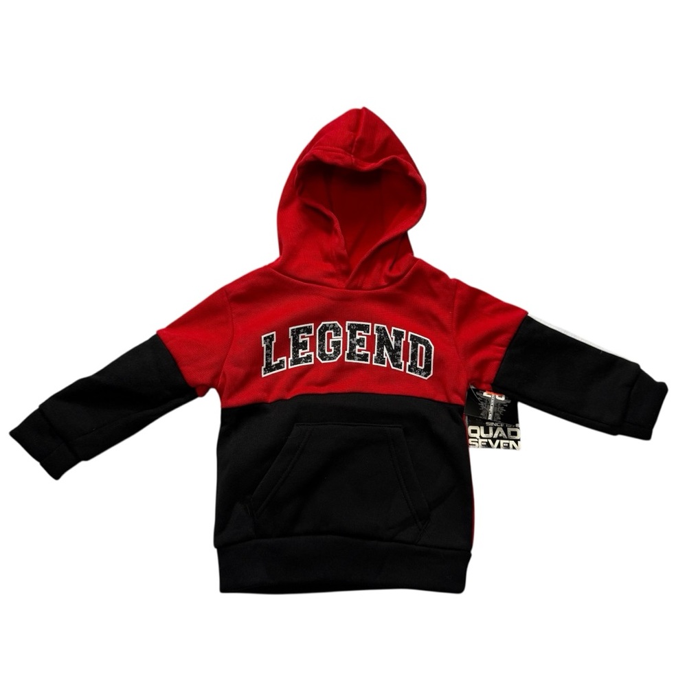 Quad Seven Toddler Boy Hoodie 2T Black Red Legend Graphic Fleece Pullover NWT